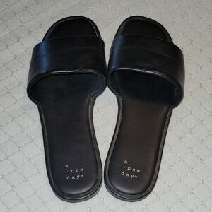 a new day Black Slide Sandals